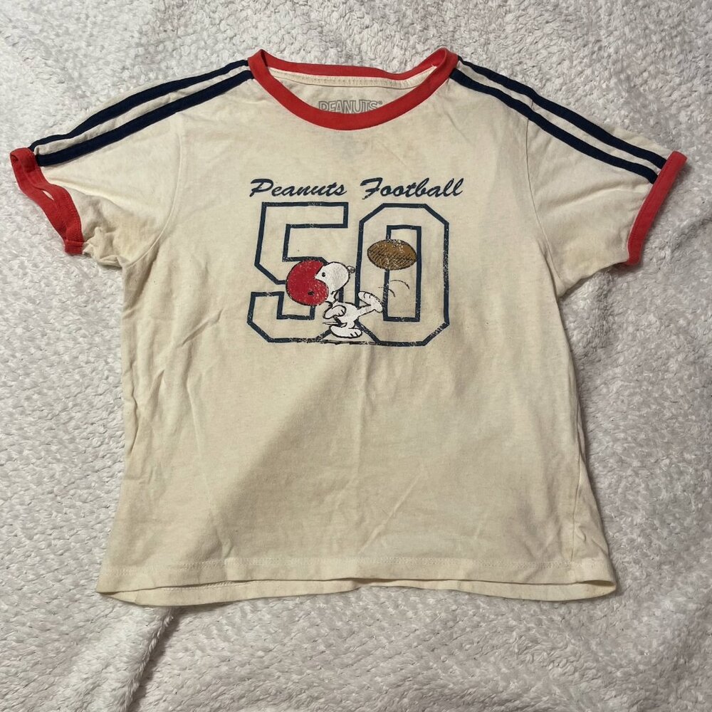 Peanuts Snoopy Football Cream and Red Ringer Tee